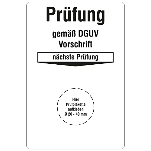 Labelident Grundplaketten für Prüfplaketten 76,2 x 50,8 mm - Prüfung gemäß DGUV Vorschrift - nächste Prüfung - 1.000 Grundetiketten auf Rolle, Polyethylen selbstklebend, weiß-schwarz von Labelident