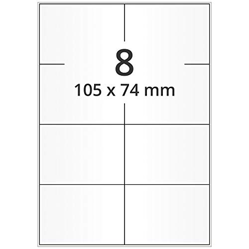 Labelident Kraftkleber-Etiketten auf DIN A4 Bogen - 105 x 74 mm - 800 Papieretiketten extrem permanent auf 100 Blatt, seidenmatt von Labelident