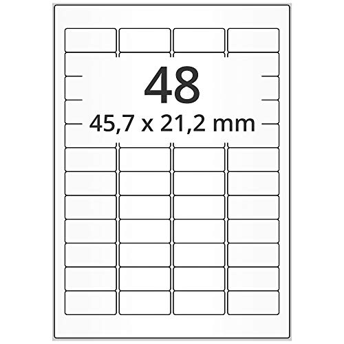 Labelident Kraftkleber-Etiketten auf DIN A4 Bogen - 45,7 x 21,2 mm - 4.800 Papieretiketten extrem permanent auf 100 Blatt, seidenmatt von Labelident