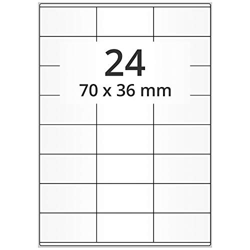 Labelident Laser-Etiketten auf auf DIN A4 Bogen - 70 x 36 mm - 2.400 Papieretiketten weiß, matt, wieder ablösbar, 100 Blatt Internetmarke Etiketten von Labelident