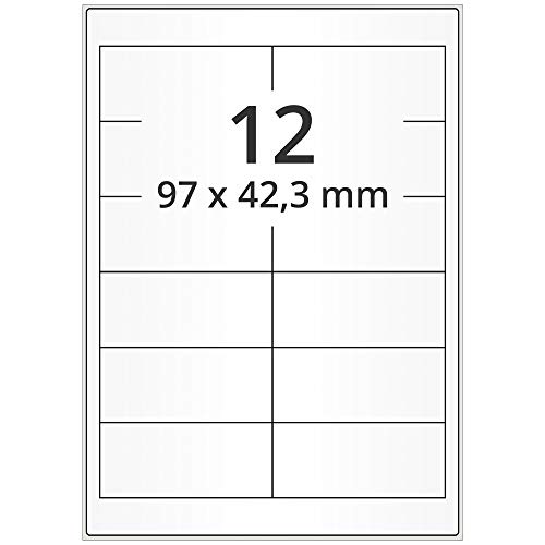 Labelident Laser-Etiketten auf DIN A4 Bogen - 97 x 42,3 mm - 6.000 Papieretiketten weiß, matt, selbstklebend, 500 Blatt Internetmarke Etiketten von Labelident