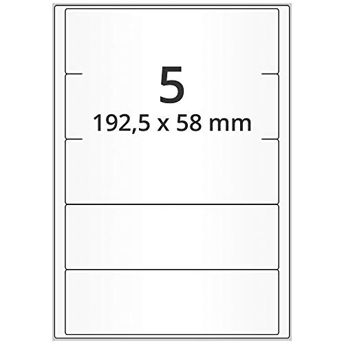 Labelident Laseretiketten selbstklebend auf DIN A4 Bogen - 192,5 x 58 mm - 2.500 Universal Etiketten weiß, matt, 500 Blatt Papier Laserdrucker Etiketten von Labelident