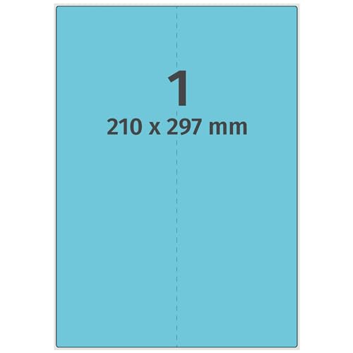 Labelident Laseretiketten selbstklebend auf DIN A4 Bogen - 210 x 297 mm - 100 Universal Etiketten blau, matt, 100 Blatt Papier Laserdrucker Etiketten, Trägerschlitzung von Labelident