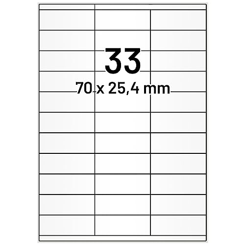 Labelident Laseretiketten selbstklebend auf DIN A4 Bogen - 70 x 25,4 mm - 16.500 Universal Etiketten weiß, matt, 500 Blatt Papier Laserdrucker Etiketten von Labelident