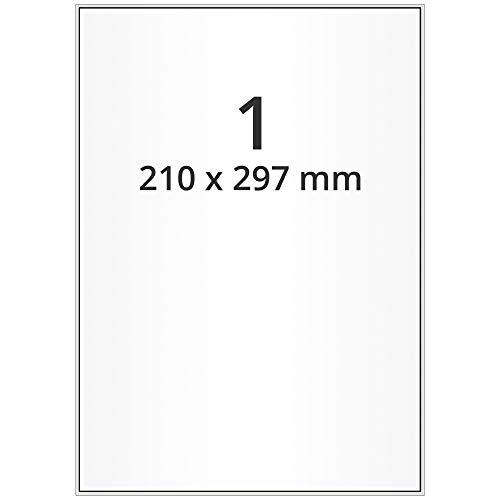 Labelident Laseretiketten wieder ablösbar auf DIN A4 Bogen - 210 x 297 mm - 100 Universal Etiketten weiß, matt, 100 Blatt Papier Laserdrucker Etiketten von Labelident
