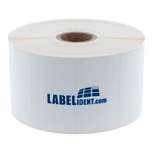 Labelident PE Polyethylen Etiketten weiß - 50,8 x 25,4 mm - 2.580 wetterfeste Thermotransfer-Etiketten auf 1 Zoll (25,4 mm) Rolle für Desktopdrucker, wieder ablösbar, glänzend von Labelident