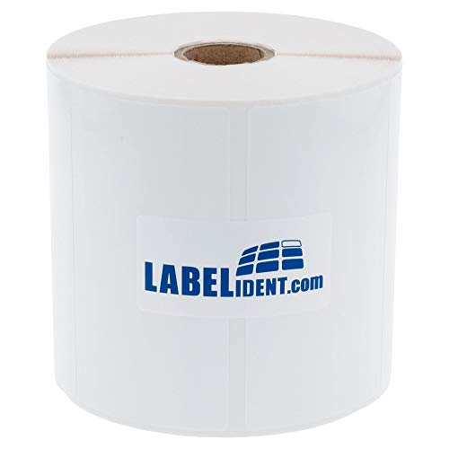 Labelident PE Polyethylen Etiketten weiß - 90 x 60 mm - 1.000 wetterfeste Thermotransfer-Etiketten auf 1 Zoll (25,4 mm) Rolle für Desktopdrucker, wieder ablösbar, glänzend von Labelident