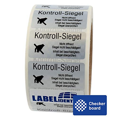 Labelident Siegeletiketten 50,8 x 25,4 mm - Kontroll-Siegel -Nicht öffnen! Siegel nicht beschädigen - 1.000 Sicherheitssiegel Etiketten auf 1 Rolle(n), 3 Zoll (76,2 mm) Kern, Polyester von Labelident