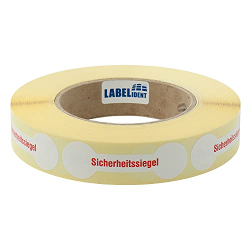 Labelident Siegeletiketten 70 x 21 mm - Sicherheitssiegel - 1.000 Sicherheitssiegel Etiketten auf 1 Rolle(n), 3 Zoll (76,2 mm) Kern, Papier von Labelident