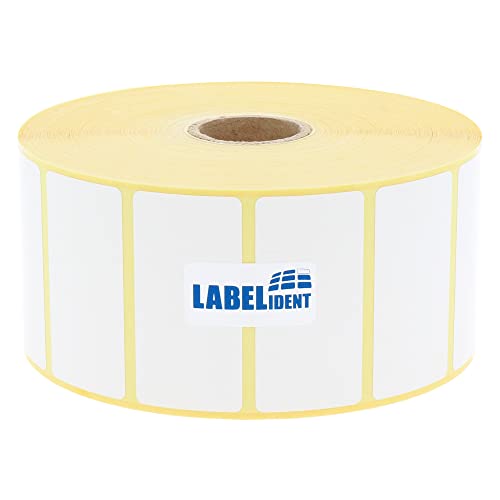 Labelident Thermo-Eco Papier auf Rolle - 57,15 x 19,05 mm - 3.315 BPA-freie Thermodirekt Etiketten auf 1 Zoll (25,4 mm) Rolle für Desktopdrucker, wieder ablösbar von Labelident