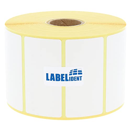 Labelident Thermo-Eco Papier auf Rolle - 60 x 30 mm - 1.500 BPA-freie Thermodirekt Etiketten auf 1 Zoll (25,4 mm) Rolle für Desktopdrucker, wieder ablösbar von Labelident