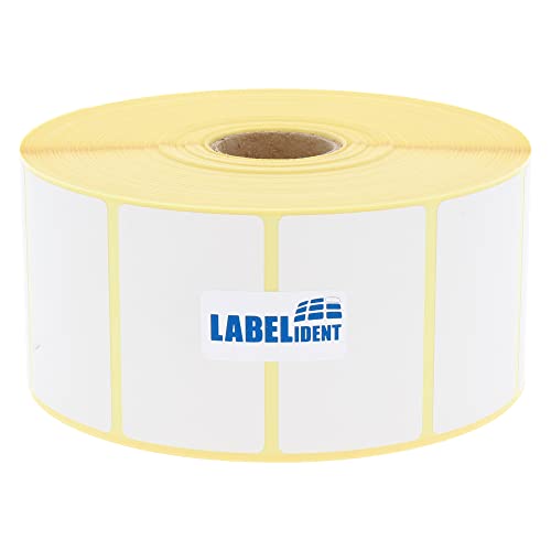 Labelident Thermo Etiketten 51 x 32 mm, formatgleich mit Zebra Z-Perform 1000D, 880175-031D - 2100 Zebra Drucker Etiketten auf 1 Zoll Rolle für Desktopdrucker, selbstklebend von Labelident