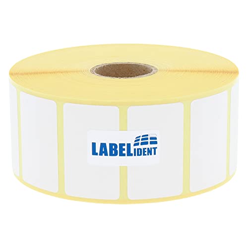 Labelident Thermoetiketten auf Rolle - 40 x 27 mm - 2.000 BPA-freie Thermodirekt Etiketten Top auf 1 Zoll (25,4 mm) für Desktopdrucker, selbstklebend von Labelident