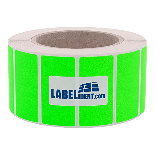 Labelident Thermotransfer-Etiketten in leuchtgrün - 50,8 x 25,4 mm - 3.000 Rollenetiketten auf 3 Zoll Rolle für Standard- und Industriedrucker, Papier, selbstklebend von Labelident