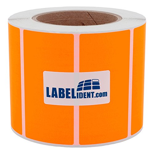 Labelident Thermotransfer-Etiketten in leuchtorange - 100 x 50 mm - 1.000 Rollenetiketten auf 3 Zoll (76,2 mm) Rolle, Papier, selbstklebend von Labelident