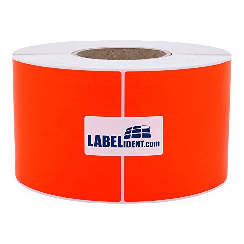 Labelident Thermotransfer-Etiketten in leuchtrot - 101,6 x 152,4 mm - 1.142 Rollenetiketten auf 3 Zoll (76,2 mm) Rolle, Papier, selbstklebend von Labelident