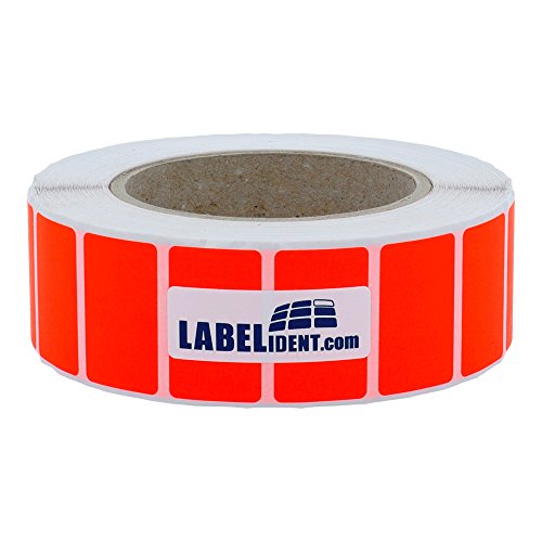 Labelident Thermotransfer-Etiketten in leuchtrot - 38 x 23 mm - 2.000 Rollenetiketten auf 3 Zoll (76,2 mm) Rolle, Papier, selbstklebend von Labelident
