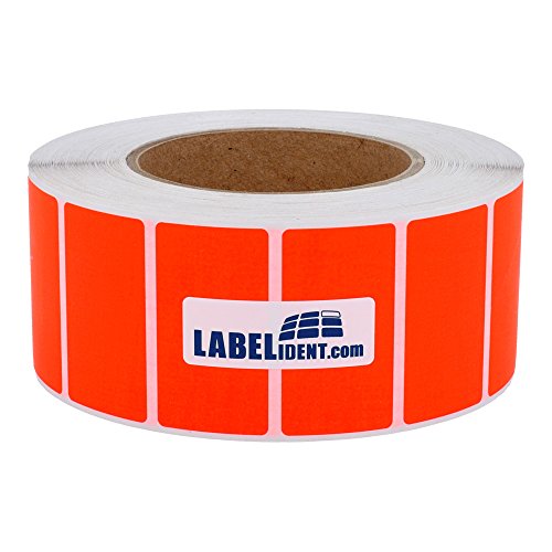 Labelident Thermotransfer-Etiketten in leuchtrot - 50,8 x 25,4 mm - 3.000 Rollenetiketten auf 3 Zoll (76,2 mm) Rolle, Papier, selbstklebend von Labelident