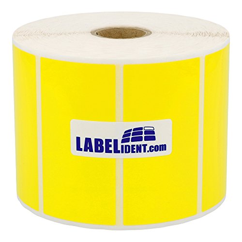 Labelident Thermotransfer Polyester Etiketten gelb - 80 x 40 mm - 1500 Elektro Etiketten auf 1 Zoll Rollenkern, selbstklebend von Labelident