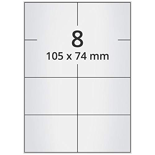 Labelident wetterfeste Folienetiketten - 105 x 74 mm - 800 PET Polyester Etiketten silber auf 100 DIN A4 Bogen, matt, Typenschilder Etiketten selbstklebend von Labelident