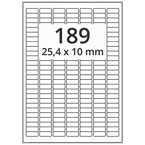 Labelident wetterfeste Folienetiketten - 25,4 x 10 mm - 18.900 PET Polyester Etiketten transparent matt, beschichtet, selbstklebend, 100 DIN A4 Bogen von Labelident