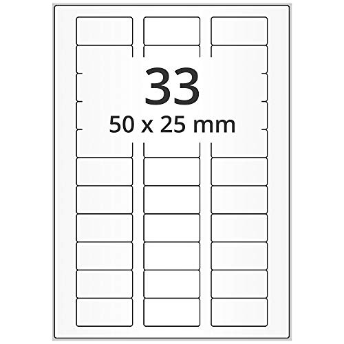 Labelident wetterfeste Folienetiketten - 50 x 25 mm - 3.300 PET Polyester Etiketten transparent matt, beschichtet, selbstklebend, 100 DIN A4 Bogen von Labelident