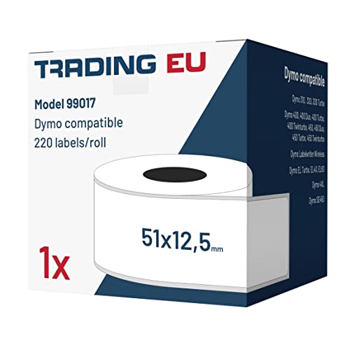 1x Label kompat. zu Dymo 99017 51 x 12,5 mm 220 Label Etiketten pro Rolle von Labeltrade