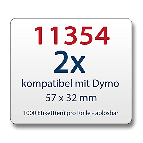 LabelTrade Kompatibel/Ersatz für Dymo 11354 57x32mm 1000 ablösbare Etiketten pro Rolle (2x) von Labeltrade