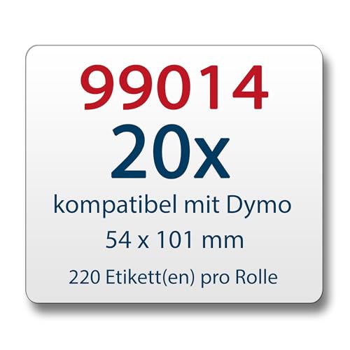 LabelTrade Kompatibel/Ersatz für Dymo 99014 54x101mm 220 Label Etiketten pro Rolle/Seiko SLP-SRL 54x101mm 220 Label pro Rolle (20x) von Labeltrade