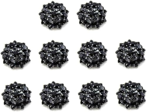 5 Stück schwarze Strass-Knöpfe, Schaft, Diamant-Zubehör, DIY für Hochzeitsdekoration, Nähen, Kleidung, Knöpfe, Zubehör, 22 mm von Labriciyon