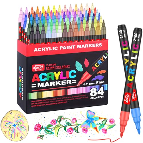 Laconile 84 Farben Acrylstifte - Acrylstifte für Steine Wasserfest, Einzeln Druck Acrylic Paint Marker mit Ersatzspitzen – Perfekt für Steine Bemalen, Glas, Holz, Keramik, Metall & Leinwand Laconile 84 Farben Acrylstifte - Acrylstifte für Steine Wasserfest, Einzeln Druck Acrylic Paint Marker mit Ersatzspitzen – Perfekt für Steine Bemalen, Glas, Holz, Keramik, Metall & Leinwand von Laconile