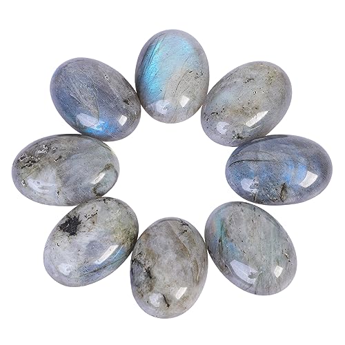 Ladeukoi 25x18mm Oval Edelstein CAB Cabochon Flache Rückseite Perlen für Schmuck Herstellung DIY Oval Shaped 10Pcs, Grau Mondstein von Ladeukoi