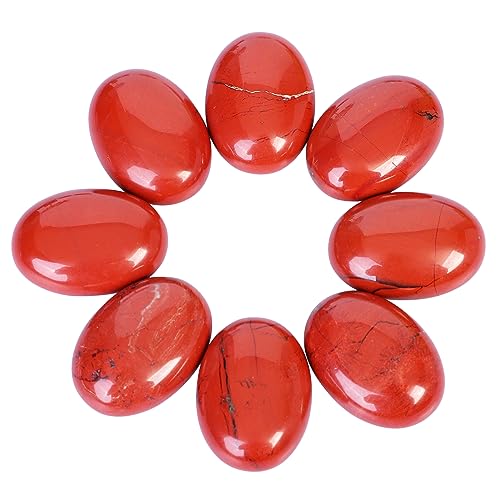 Ladeukoi 25x18mm Oval Edelstein CAB Cabochon Flache Rückseite Perlen für Schmuck Herstellung DIY Oval Shaped 10Pcs, Roter Jaspis von Ladeukoi