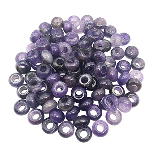 Ladeukoi 8x14mm Stein Europäisch Perlen für Armband, Großes Loch(5-6mm) Rondelle Lose Perlen für Schmuckherstellung 20Pcs, Amethyst von Ladeukoi