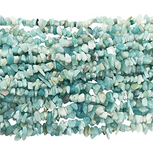 Ladeukoi Unregelmäßige Trommelsteinperlen für die Schmuckherstellung, Heilkristall Gebohrte Lose Perlenstrand DIY Handwerkszubehör, 5-8mm, Amazonite von Ladeukoi