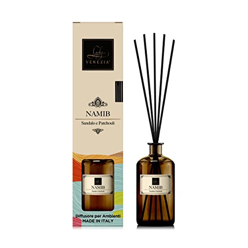 Raumduft mit Stäbchen - Diffuser mit Stäbchen - Diffuser für Aromatherapie - 3 Düfte - 500 ml (Namib - Sandelholz und Patchouli) von Lady Venezia