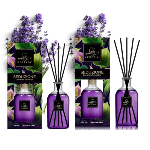 Raumduft mit Stäbchen - Diffuser mit Stäbchen - Raumduft Diffuser – Lavendel - 250 ml x 2 – Vorteilspackung – Lady Venezia – Made in Italy von Lady Venezia