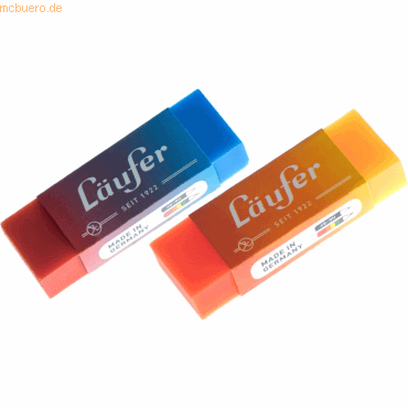 20 x Läufer Radierer Plast Color Kunststoff 65x21x12mm zweifarbig mit von Läufer