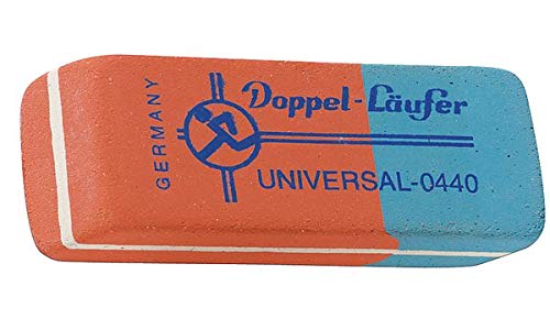 Läufer 00420 Doppel-Läufer Universal 0420 Radierer, Radiergummi aus Kautschuk, der rot-blaue Klassiker, abgeschrägte Radierflächen von Läufer