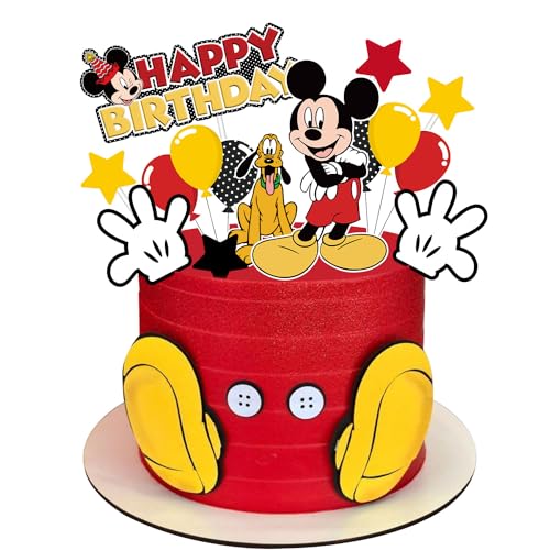 Lahe Tortendeko Geburtstag, Black Mouse Kuchen Deko, Happy Birthday Tortendeko, Maus Cake Topper Geburtstag für Mädchen Junge Party Dekoration zum Torten Deko (11 Stück) von Lahe