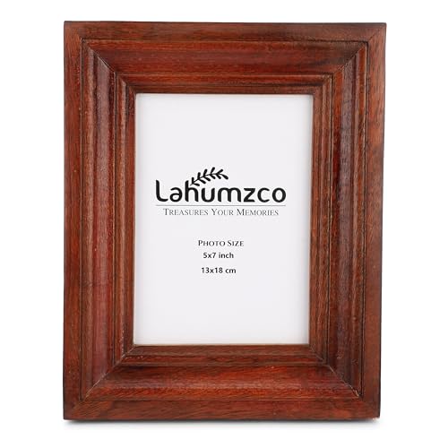 Lahumzco Handgefertigter Bilderrahmen aus Holz, Walnussholz, rustikaler Rahmen für Wand- und Tischdekoration, ideal für Fotos, Kunst und Heimdekoration, 12,7 x 17,8 cm von Lahumzco