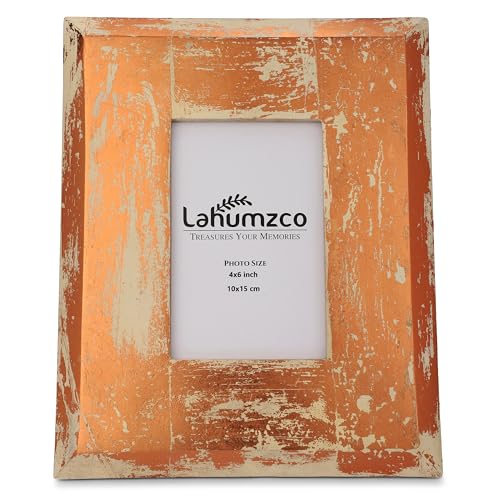 Lahumzco Handgefertigter Holz-Bilderrahmen, rustikaler Rahmen für Wand- und Tischdekoration, ideal für Fotos, Kunst und Heimdekoration, mit echtem Glas, Bronze, 10,2 x 15,2 cm von Lahumzco