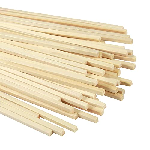 Bambusstäbe 50 pcs Quadratische Holzstäbe Bambusstreifen Eisstiele Holz Holzleisten Holzstab Pole Wrap Holzstäbchen zum Basteln,für Bastelprojekte, 30 cm x 5 mm von Lahviuu