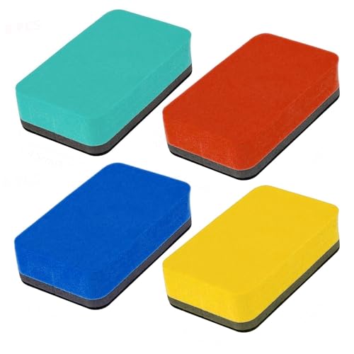 Lahviuu Whiteboard Schwamm Magnetisch, 4 Pcs Whiteboard Reiniger Löscher Radierer Whiteboard Eraser Trockener Radiergummi mit Dickem Filzpad Tafelreiniger Whiteboard Wischer, für Schule Heimbüros von Lahviuu