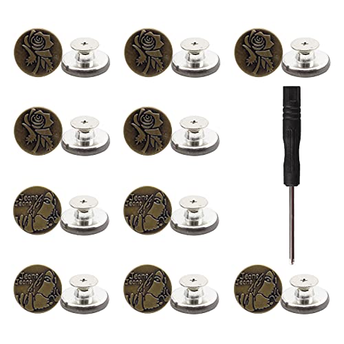 Metall Druckknöpfe,20 Set 17mm Jeans Knöpfe Kleidung Snaps Taste für Leder Jeans Reparatur Kleidung in Bronze(Frauen) von Lahviuu