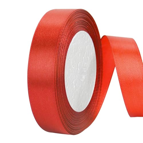 Satinband Rot,25 mm x 22 m Geschenkbänder Dekoration Geschenkband Schleifenband,für Heimwerkerkunst Handwerk,Geschenk Verpackung,Schleifen,Hochzeitsdekoration,Blumenstrauß von Lahviuu