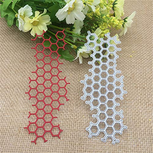 Lai-LYQ Stanzmaschine Stanzschablone, Metall Stanzformen Bienenwaben Rahmen Scrapbooking Prägeschablonen DIY Kunst Dekor Silver von Lai-LYQ