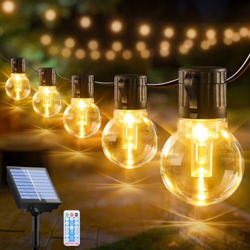 Led Solar Lichterkette Aussen - Lichterkette Außen Strom mit Fernbedienung, 15M/50FT IP44 Wasserdicht Solar Glühbirnen Lichterketten für Outdoor Balkon, Garten, Terrasse, Camping, Partys von LaiTeny