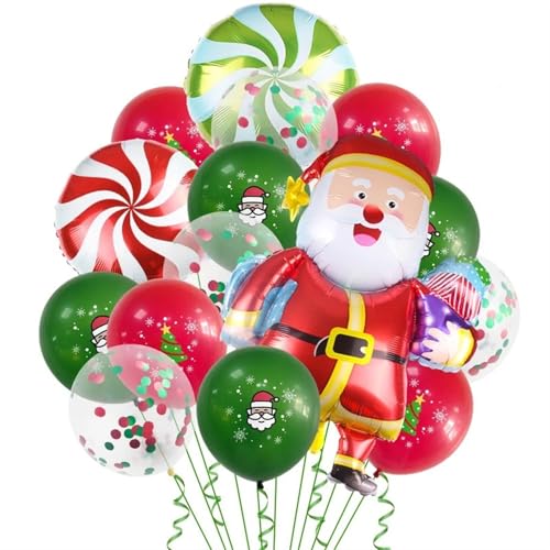 15-teiliges Weihnachtsballon-Set, Rote Und Grüne Konfetti-Kugel, Weihnachtsfeier-Dekoration, Ballon, Weihnachtsballon-Set(1) von LaiYN