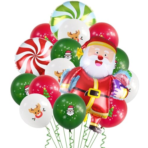 15-teiliges Weihnachtsballon-Set, Rote Und Grüne Konfetti-Kugel, Weihnachtsfeier-Dekoration, Ballon, Weihnachtsballon-Set(2) von LaiYN